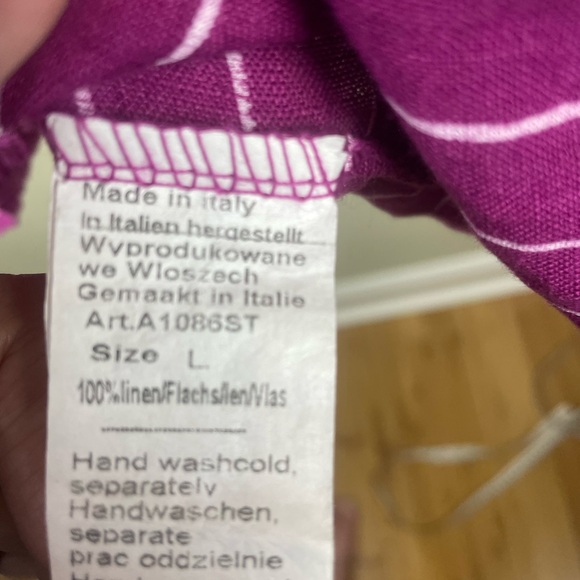 Stella Martini Made in Italy 100% Linen Pink Striped Dress Size L - Picture 8 of 15